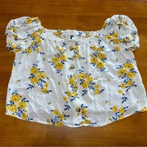 Floral Button-Down Crop Top